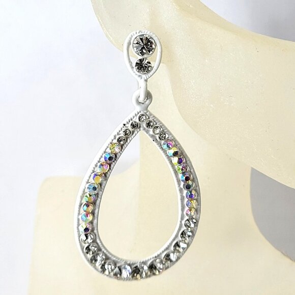 Crystal Teardrop White Large Earrings - Picture 1 of 13